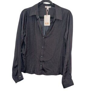 GB Womens Black Button-Down Shirt S 100% Polyester Size S